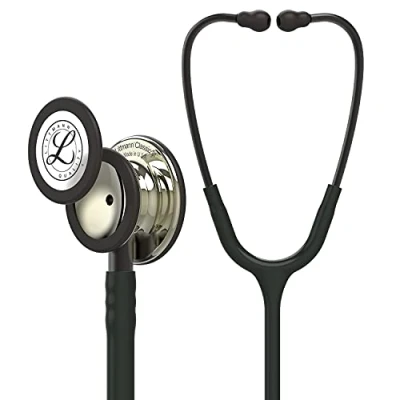 Image of 3M Littmann Classic III Monitoring Stethoscope, Champagne Finish Chestpiece, Black Tube, Smoke Stem and Headset, 69 cm, 5861