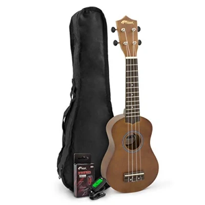 Image of TIGER UKE12 TN Beginner Soprano Ukulele with Chromatic Tuner and Bag Natural