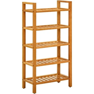 Image of vidaXL Shoe Rack with 5 Shelves 50x27x100 cm Solid Oak Wood