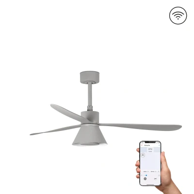 Image of Amelia Large 3 Blade Grey with Light 2700 3500 5000K Tuya Smart System