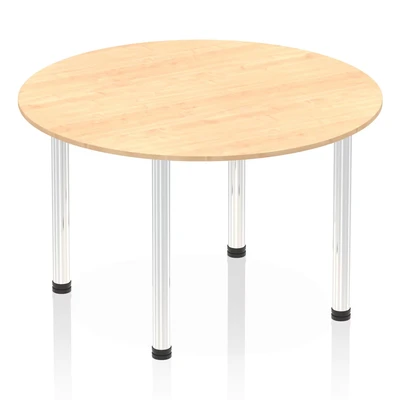 Image of Impulse 1200mm Round Table Maple Top Chrome Post Leg