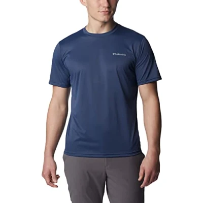 Image of Columbia Men&#039;s Hike Crew, Technical Short Sleeve T Shirt, Dark Mountain, L