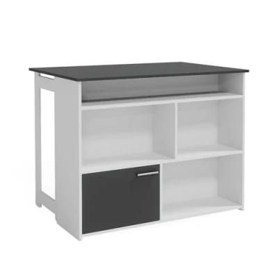 Image of Vicco Bar table Dominic, Anthracite/White, 116 x 37 cm 4x open compartments and 1x door