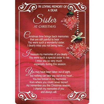 Image of Regal Publishing 120 x 165 Millimetres Green Christmas Graveside Memorial Card for Sister