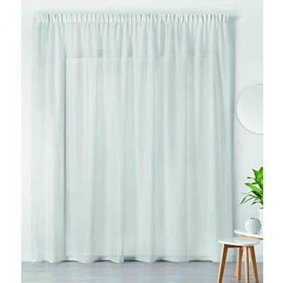 Image of Linder 0390/10/344 Large Net Curtain with Frilly Braid 300 x 240 cm Polyester/Linen White