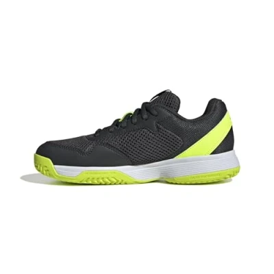Image of adidas Performance Courtflash Multicourt tennis shoes Carbon iron metallic lucid lemon for kids, Size: 5,