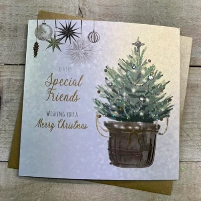 Image of WHITE COTTON CARDS SPECIAL FRIENDS CHRISTMAS TRE CARD, HAND FINISHED (C23 105)