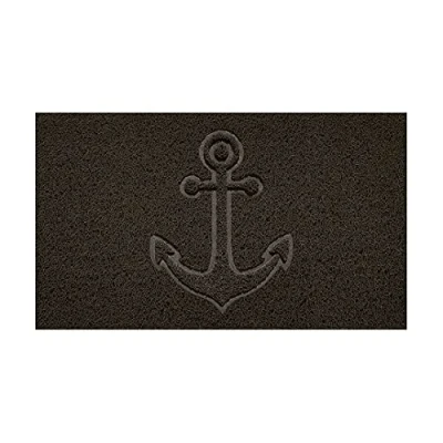 Image of Nicoman Embossed Spaghetti Door Mat Dirt Trapper Jet Washable Doormat 70x43cm (Brown, ANCHOR Shape) Use Indoor or Sheltered Outdoor