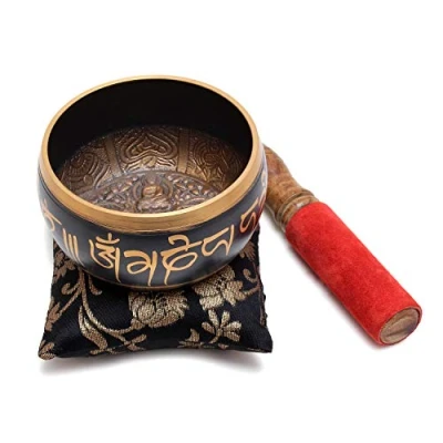 Image of Zap Impex Beautiful gift new handmade brass 5 Buddha sound bowl Tibetan meditation Yoga bowls 4 inch