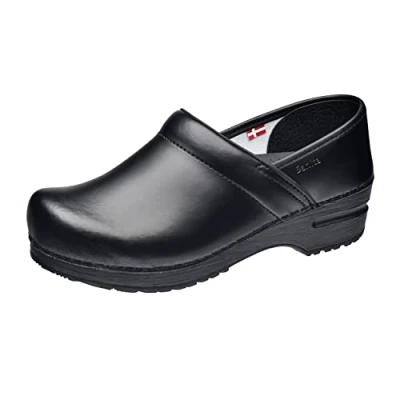 Image of Sanita Professional PU Closed Clog Original Handmade Flexible Leather for Women Black UK 7.5