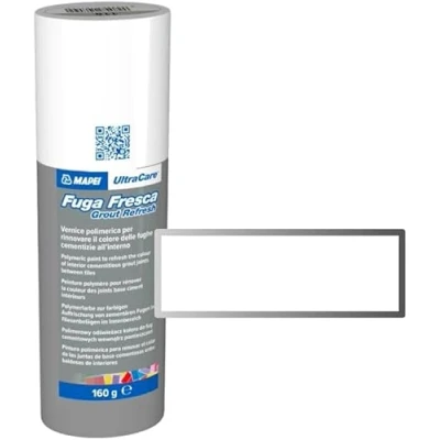 Image of Mapei Ultracare Fuga Fresca 100 White Polymer Paint to Renew The Colour of Cement Grouts. Bottle 160 g