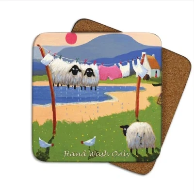 Image of Hand Wash Only Coaster by Thomas Joseph Funny Sheep
