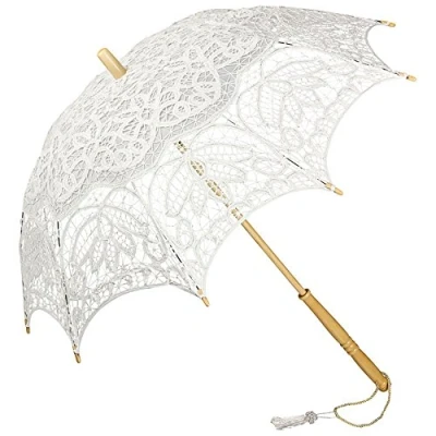 Image of VON LILIENFELD® Lace Bridal Wedding Umbrella Parasol Vivienne Ivory