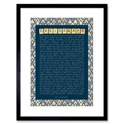 Image of Wee Blue Coo Quote Desiderata Pattern Scrabble Motivation Framed Wall Art Print