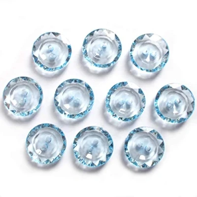 Image of Cut Edge Clear Pastel Round 2 Hole Buttons 15mm Wide Pack of 10 (Blue)