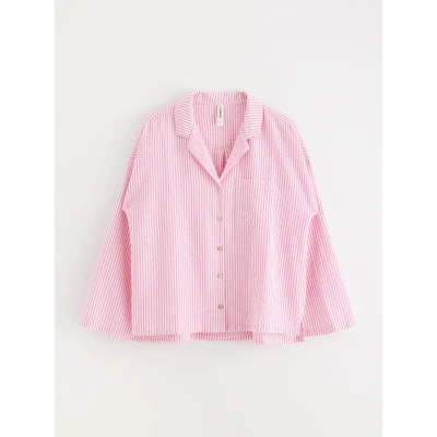 Image of Lindex Pyjama Seersucker top, Women&#039;s, Size: XL, Pink