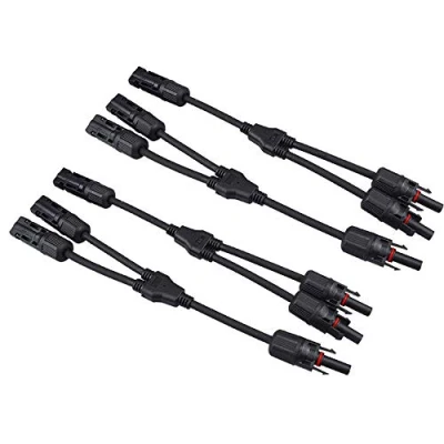 Image of QitinDasen 2 Pairs Professional Solar Panel Cable Connector, Y Branch Connector MFF/FMM, for Photovoltaic System Parallel