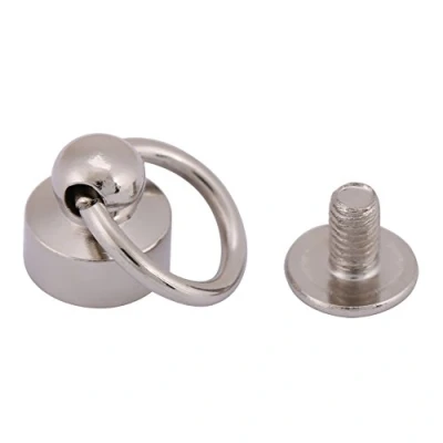Image of Leather Craft Rivet, 20Pcs 8mm Brass Round Pull Ring Rivets Studs Leathercraft Screws Nail for Purse Wallet Handbag Phone Case Decoration(Silver)