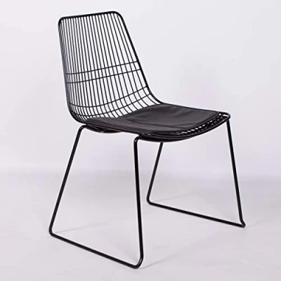 Image of Maison CONTEMPORARY INDUSTRIAL BLACK METAL WIRE MESH RETRO DINING CHAIR SEAT CUSHION