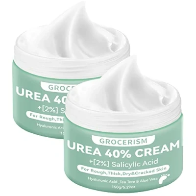 Image of 2 Packs Urea Foot Cream 40 Percent Plus 2% Salicylic Acid 5.30oz with Hyaluronic Acid, Tea Tree &amp; Aloe Vera for Deep Moisturizing, Callus Soften