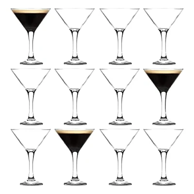 Image of Rink Drink 12x 175ml Espresso Martini Glasses Vintage Art Deco Champagne Gin Cocktail Drinking Coupe Saucer Glass Party Set