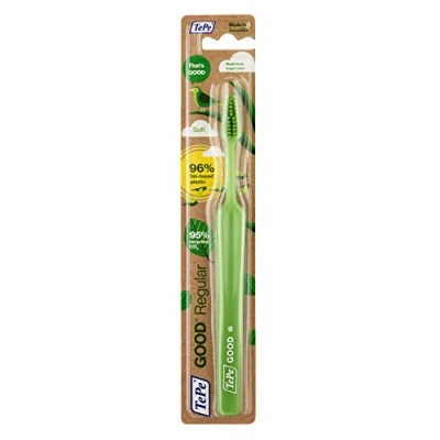 Image of The Good Regular Toothbrush/Bio Based Toothbrush with Tapered Brush Head and Soft Straws for Easy Effective Cleaning / 1 x TePe