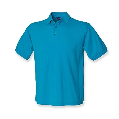 Image of Henbury Heavy Pique Polo Shirt : Color Turquoise Size L
