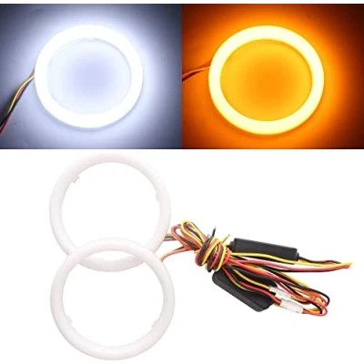 Image of Qasim 1 pair of 90MM LED Angel Eyes Halo Rings White+Amber Switchback for Car Motorcycle Headlight DRL Fog Light 4014 108SMD DC12V