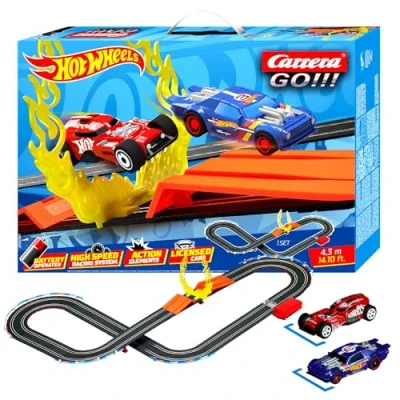 Image of Carrera GO 20063517 Hot Wheels 4.3 Battery Slot Racing Track, For Children From 6 Years And Adults,1:43 Scale, Metres, With Night Shifter &amp; HW50 Concept