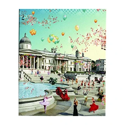 Image of Happy Birthday Greetings Card Dancers from All Cultures Outside the London National Gallery