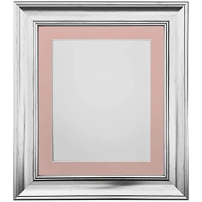 Image of FRAMES BY POST Scandi Vintage Picture Photo Frame, Recycled Plastic, Silver with Pink Mount, 20 x 16 Inch Image Size 40 30 cm