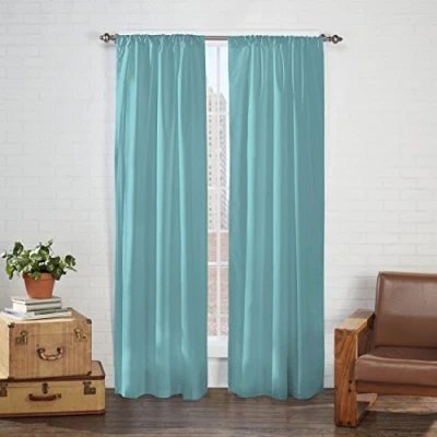 Image of Pairs to Go Cadenza Modern Decorative Rod Pocket Window Curtains for Living Room (2 Panels), 40 in x 63 in, Aegean
