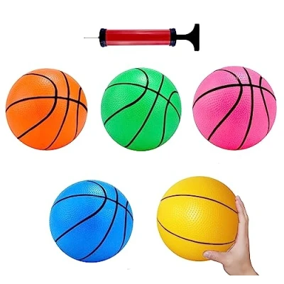 Image of Mini Basketball, Colorful Children&#039;S Toy Basketball Set, With 16cm Rubber Suitable For Indoor And Outdoor Hoop (5 Packs) 1