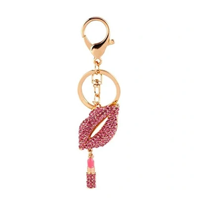 Image of HEEPDD Lipsticking Lip Key Chain, Crystal Lipstick Makeup Keyring Rhinestone Keychain for Girl Woman Lady Purse Bag Charm Pendant