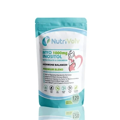 Image of Myo Inositol 1000mg with Folate &amp; Chromium Supplements for Female Support Hormone Balancer 120 Capsules