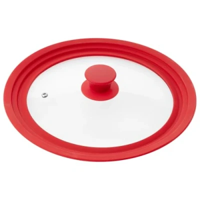 Image of bremermann® Universal Glass Lid with Silicone Edge, 30/32/34cm, large (red)