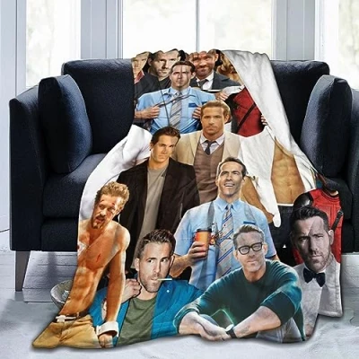Image of Suehome Blanket Ryan Reynolds Soft and Comfortable Wool Fleece Throw Blankets for Sofa Office car Camping Yoga Travel Home Decoration Cozy Plush Beach Gift