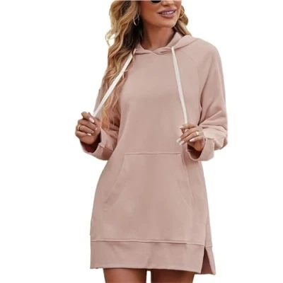 Image of The Warmy Oversized Hoodie Dress,Hoodie Dress for Women with Pockets,Oversized Dress,The (Color : Pink, Size XL)