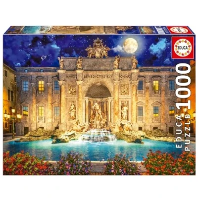 Image of Educa Trevi Fountain, Rome 1000 Piece Puzzle for Adults. Measurements: 68 x 48 cm. Includes Glue Fix Puzzle. From 14 years old