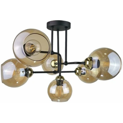 Image of Monde Multi Arm Semi Flush Ceiling Light Gold, 55cm, 6x E27