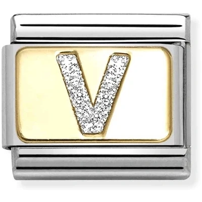 Image of Nomination Gold Glitter V Charm