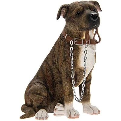 Image of Lesser &amp; Pavey Sitting Walkies Brindle Staffordshire Bull Terrier, h17cm, Brown
