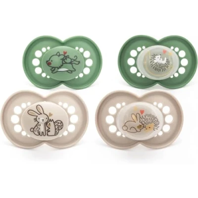 Image of MAM Original Day &amp; Night Soothers 6 18 Months 4 Pack Includes 2X Glow in The Dark Dummies Orthodontic Design Baby Accessories Unisex (Various Designs)