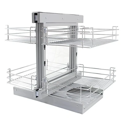 Image of KuKoo Corner Kitchen Pull Out Baskets Storage Solution RH, Slide 80 90cm Unit, 4 Metal Drawers