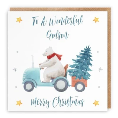 Image of Hunts England Godson Christmas Card To A Wonderful Merry Polar Bear Collection
