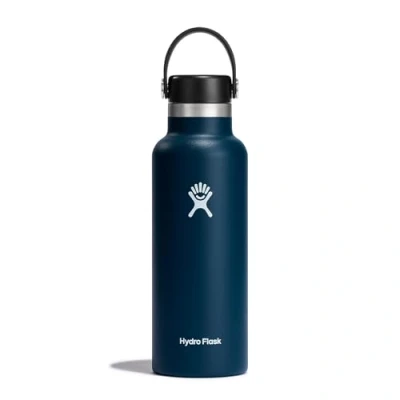 Image of Hydro Flask Water Bottle 532 ml (18 oz) Vacuum Insulated Stainless Steel with Leak Proof Flex Cap and Powder Coat Standard Mouth Indigo