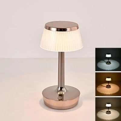 Image of Mushroom Table Lamp Rechargeable, 3 Colors Dimmable Touch Crystal Lamp, Portable Small Metal Desk lamp,Nightstand for Bedroom Bedside Bar Restaurant