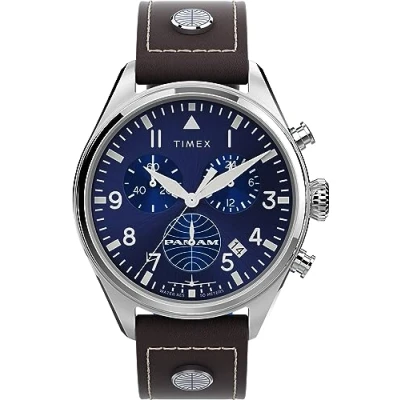 Image of Timex Men Chronograph Quartz Watch with Leather Strap TWG030000