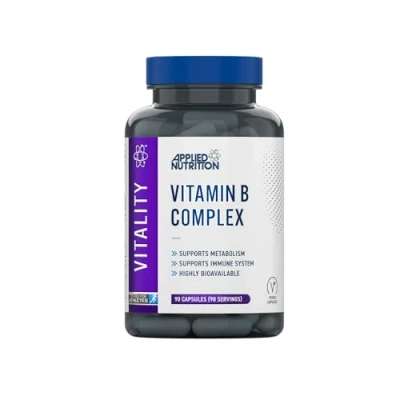 Image of Applied Nutrition Vitamin B Complex Multivitamin High Potency B12, B6, B1, Folic Acid &amp; Biotin Supports Metabolism, Reduces Tiredness Fatigue, Helps Immune System (90 Capsules)