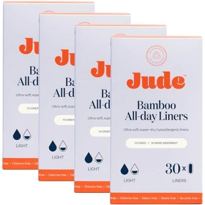 Image of Jude Bamboo Incontinence Liners, Thin, Discreet, Odour Neutralsing, Planet Friendly, Super Soft, 120 Panty Liners